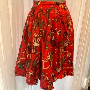 Vintage inspired western circle skirt in the color red.